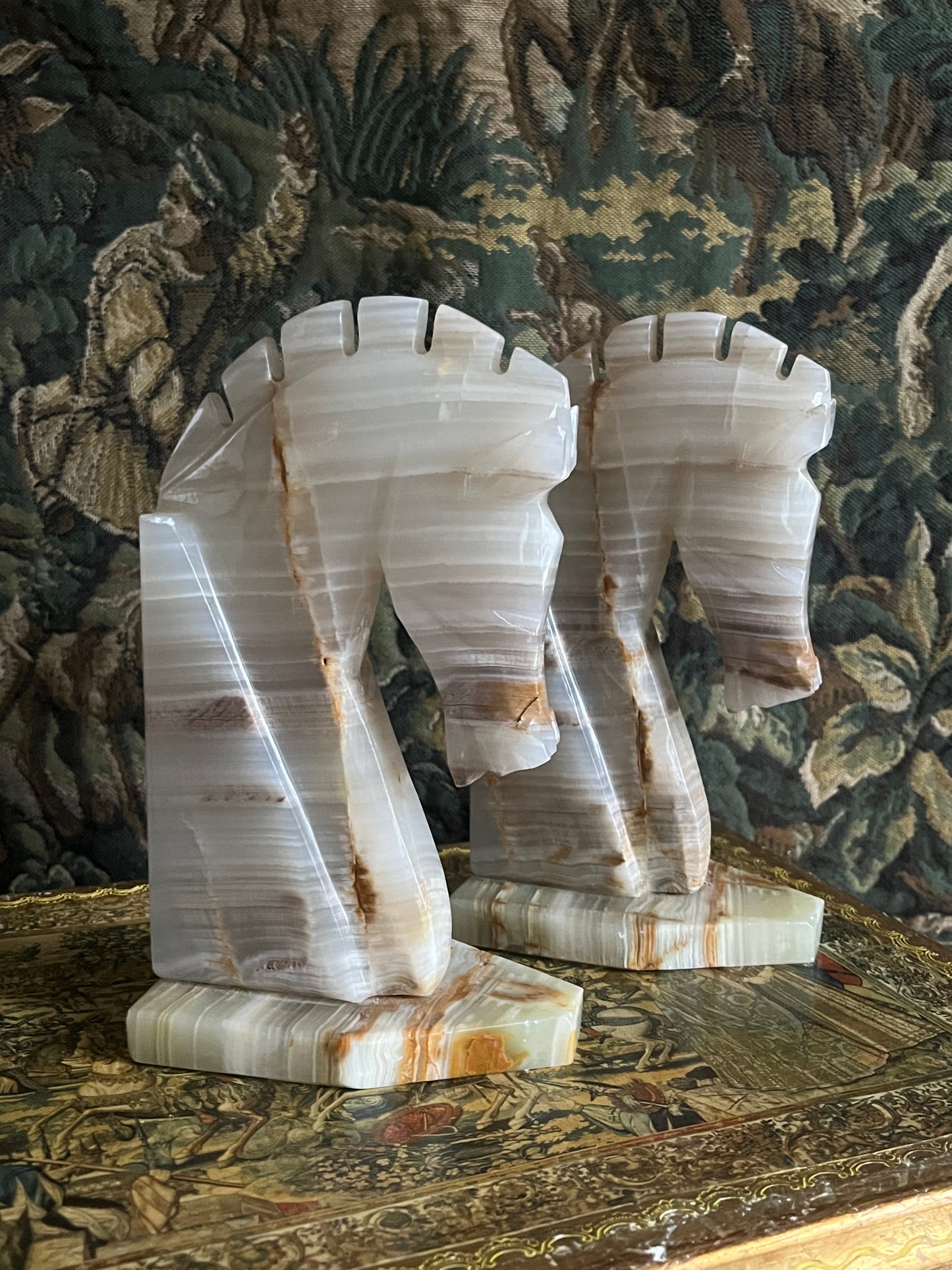 Vintage Onyx Marble Bookends