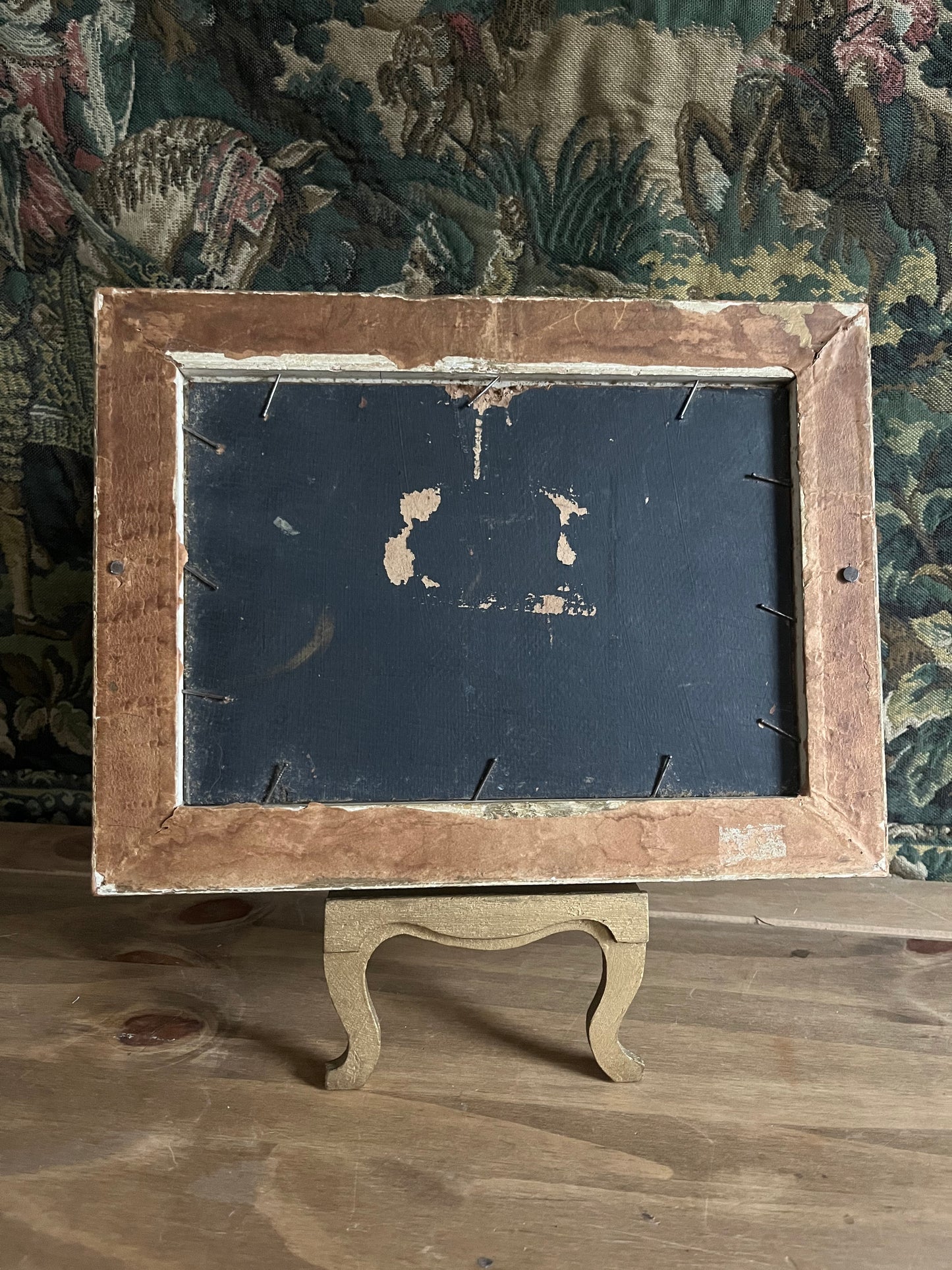 Vintage Oil Landscape on Board in Gold wood Frame