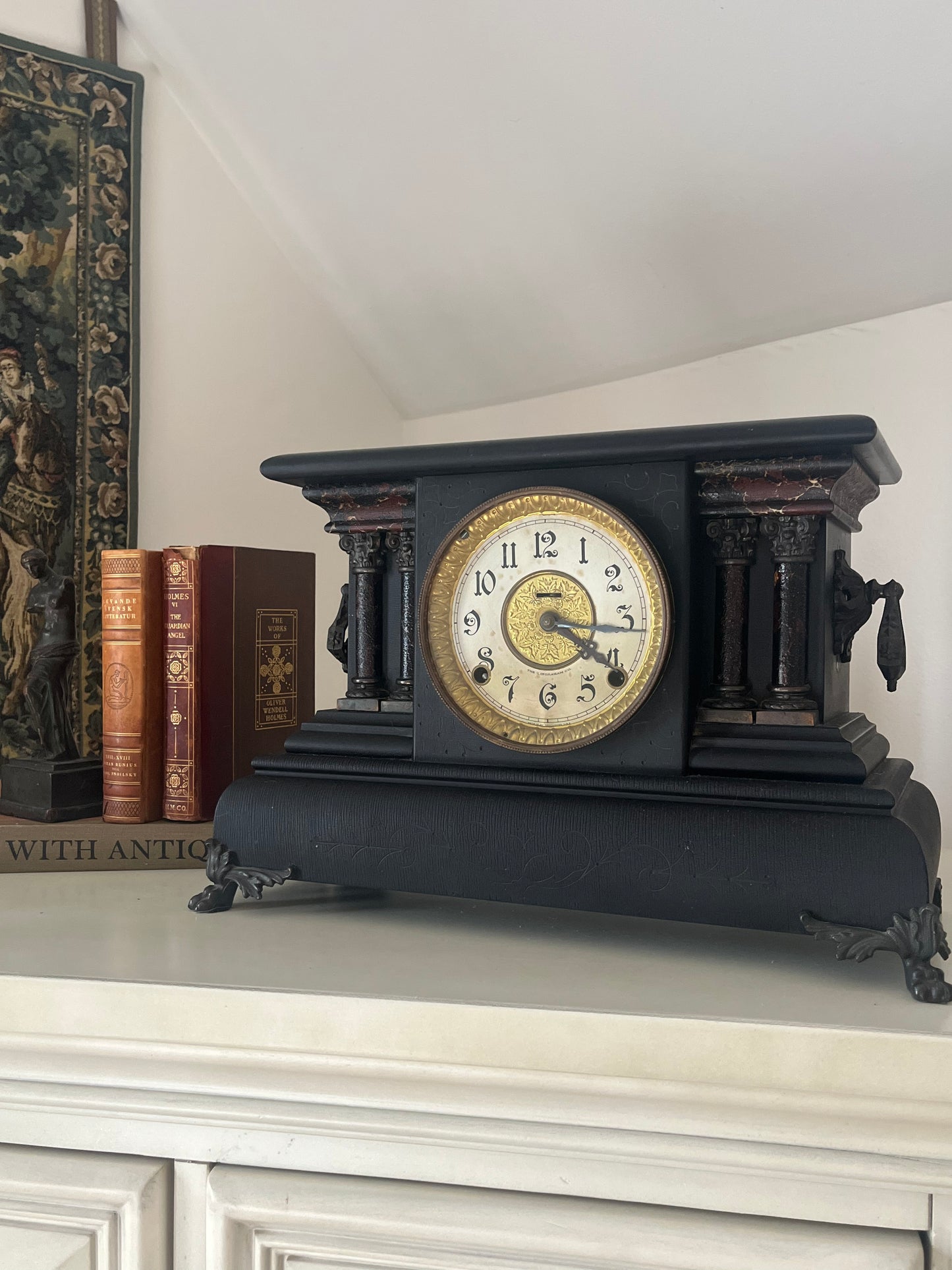 Antique Ingraham Black Mantle Clock