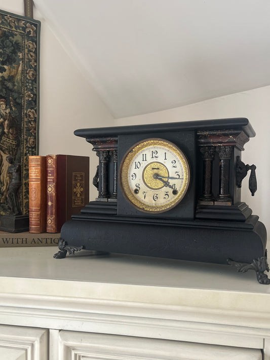 Antique Ingraham Black Mantle Clock