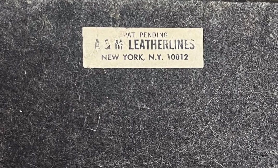 Vintage A&M Leatherlines Black and Gold Leather Chess Board.