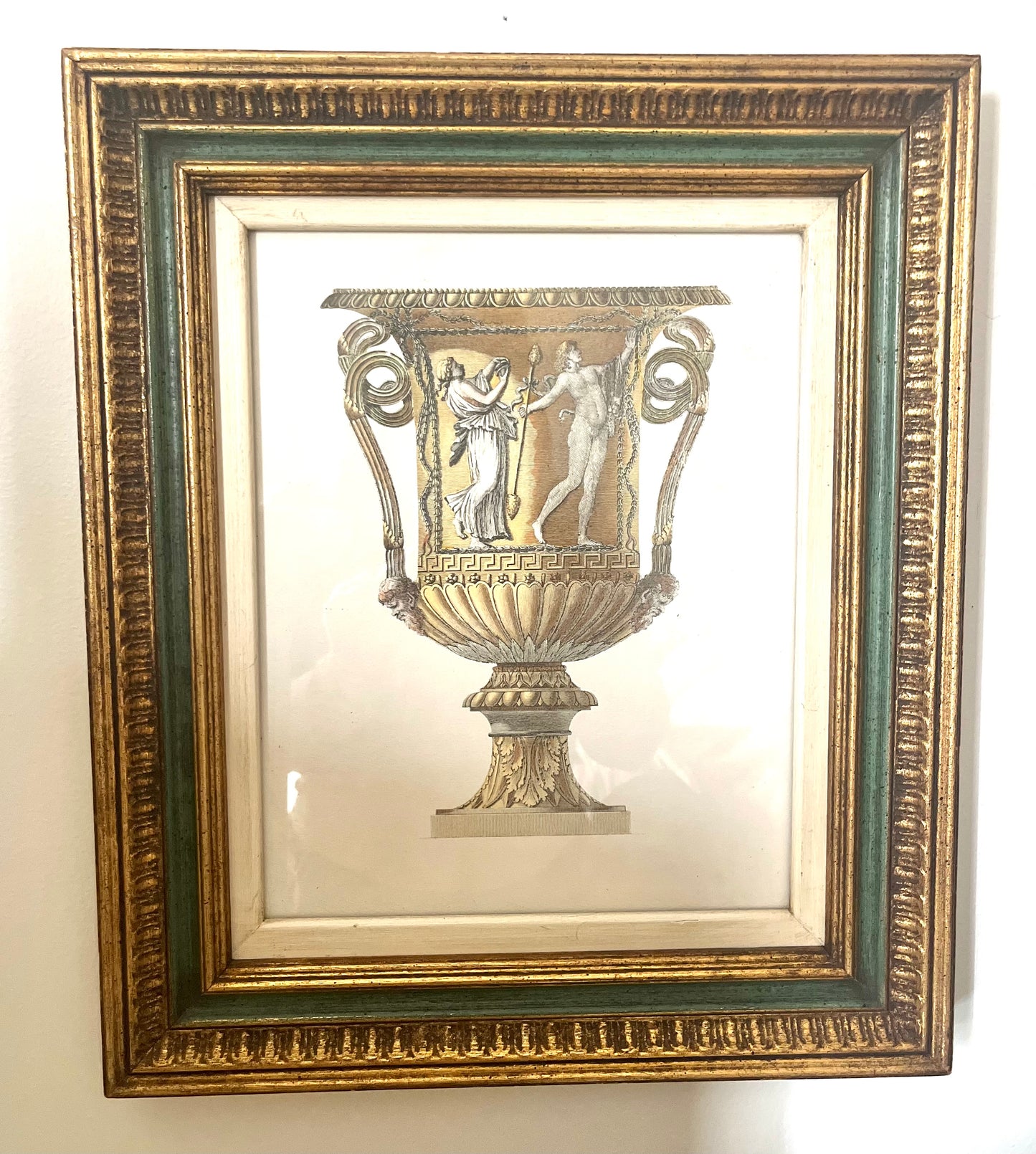 Vintage High Quality Framed Print of Ancient Urns Engravings by Carlo Antonini.