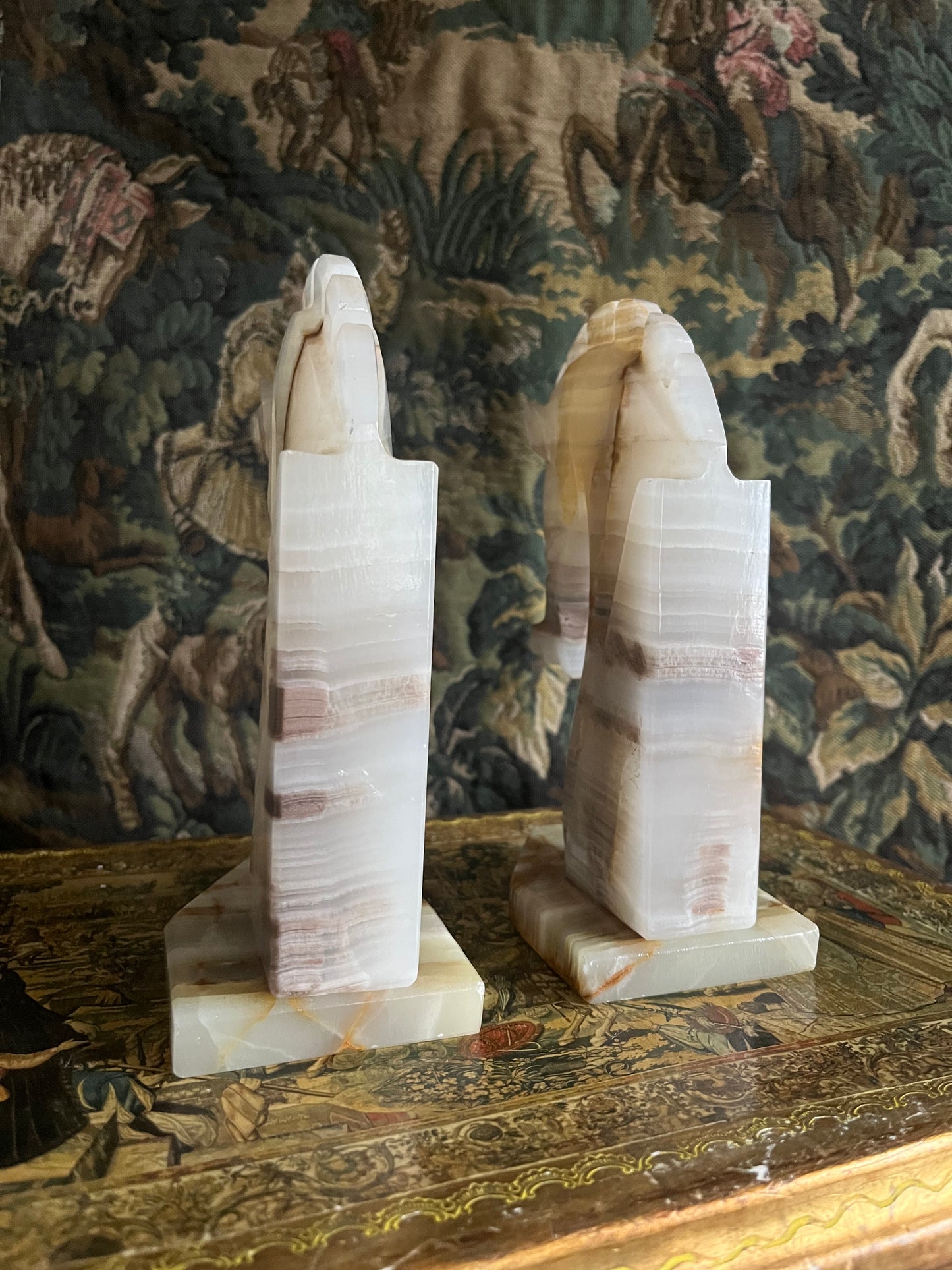 Vintage Onyx Marble Bookends