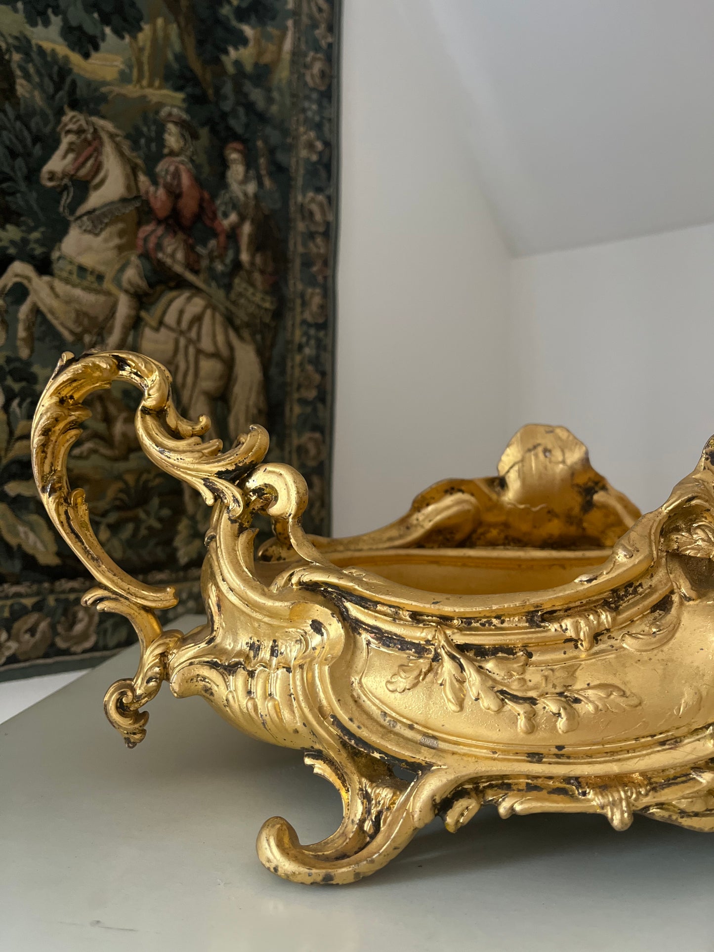 Antique Large French Jardinière Gilt Spelter with insert.