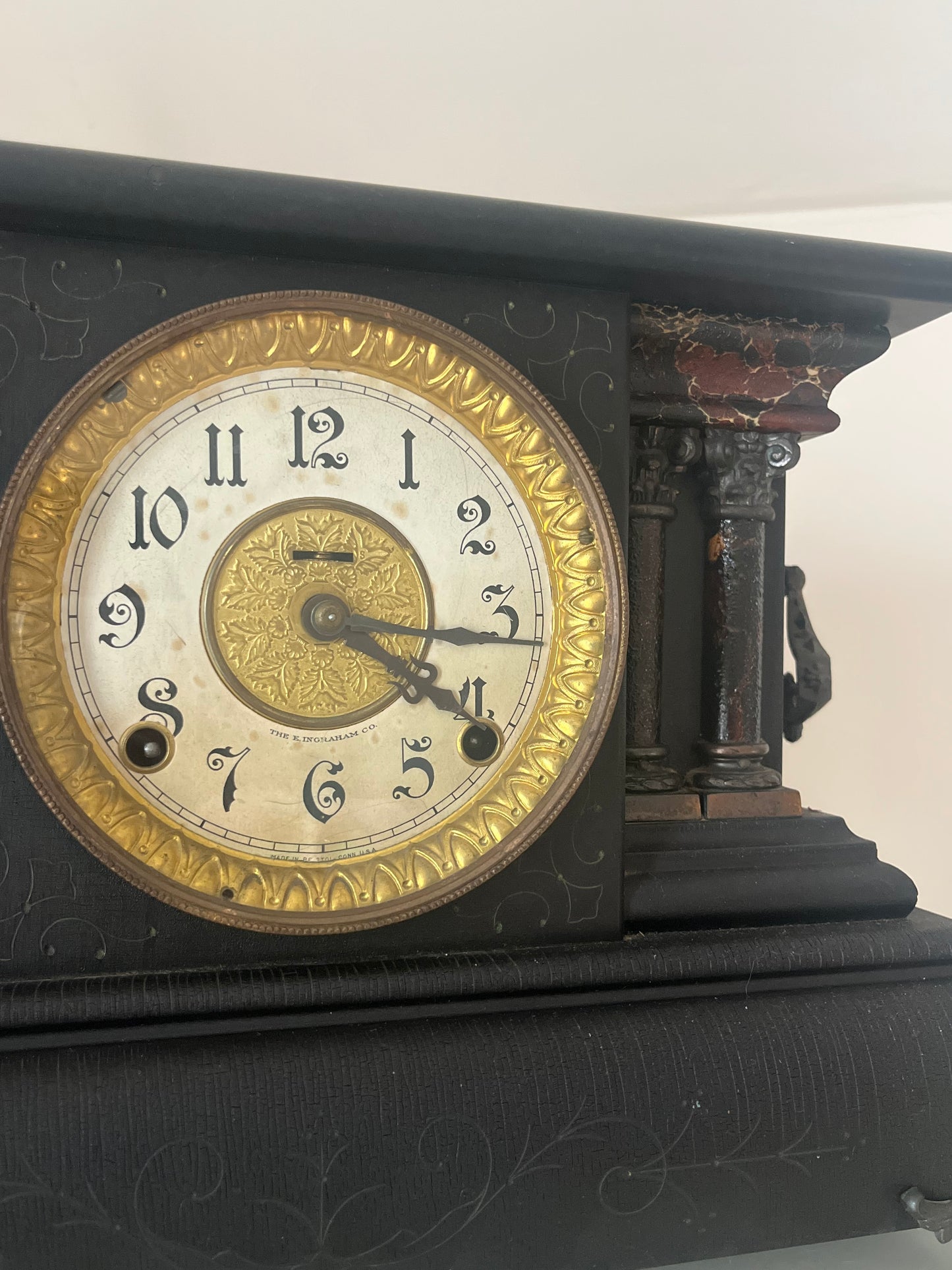 Antique Ingraham Black Mantle Clock