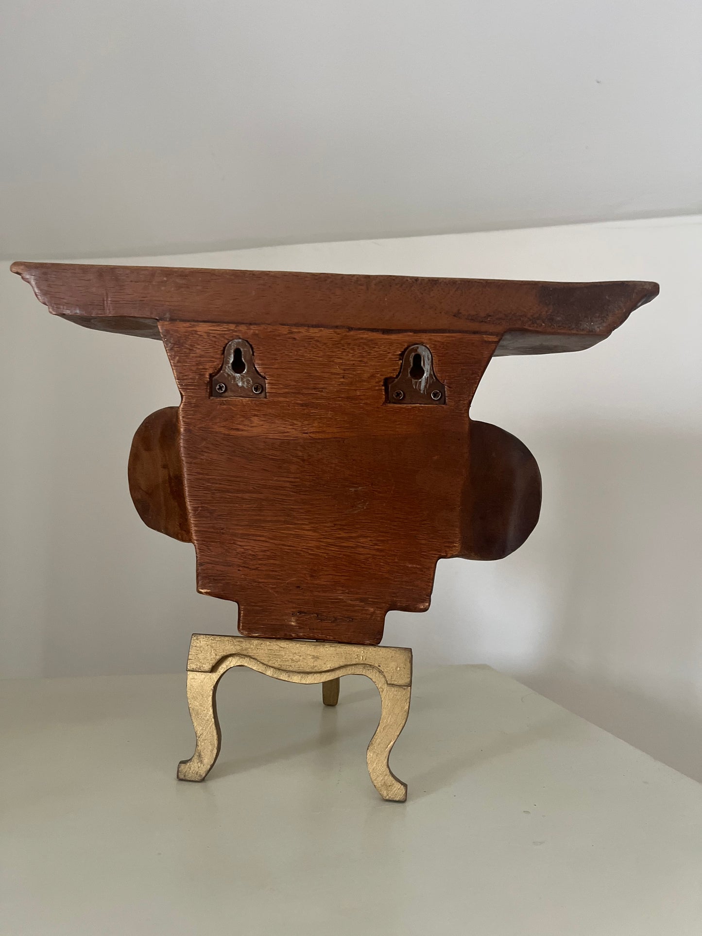Vintage Hand Carved Wood Shelf with gold painted accents.