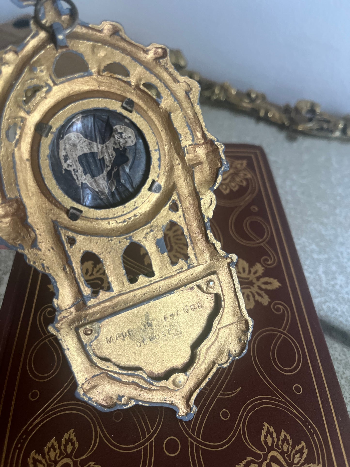 Antique Holy Water Font of Mother Mary- Marked made in France.