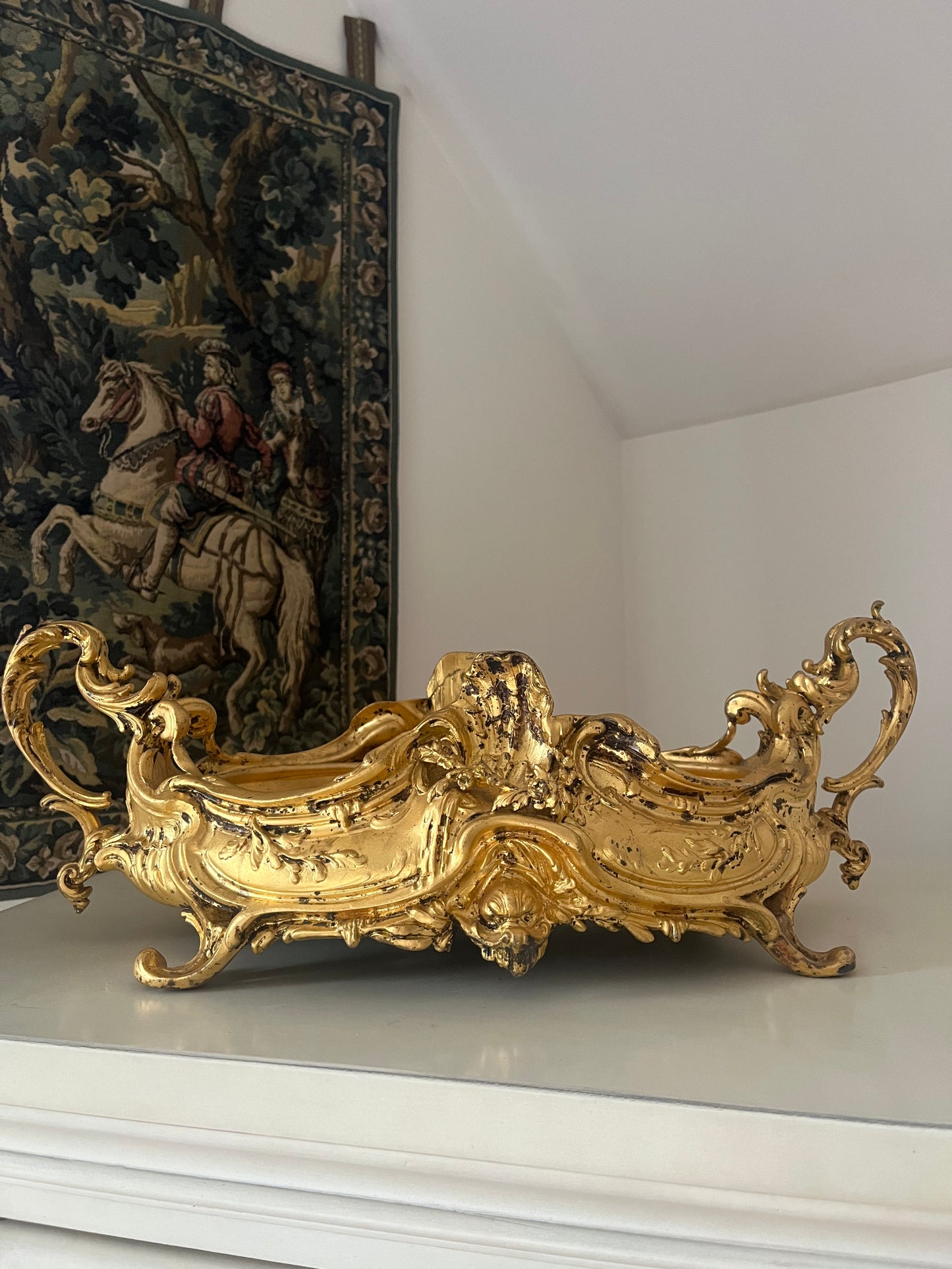 Antique Large French Jardinière Gilt Spelter with insert.