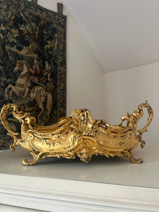 Antique Large French Jardinière Gilt Spelter with insert.