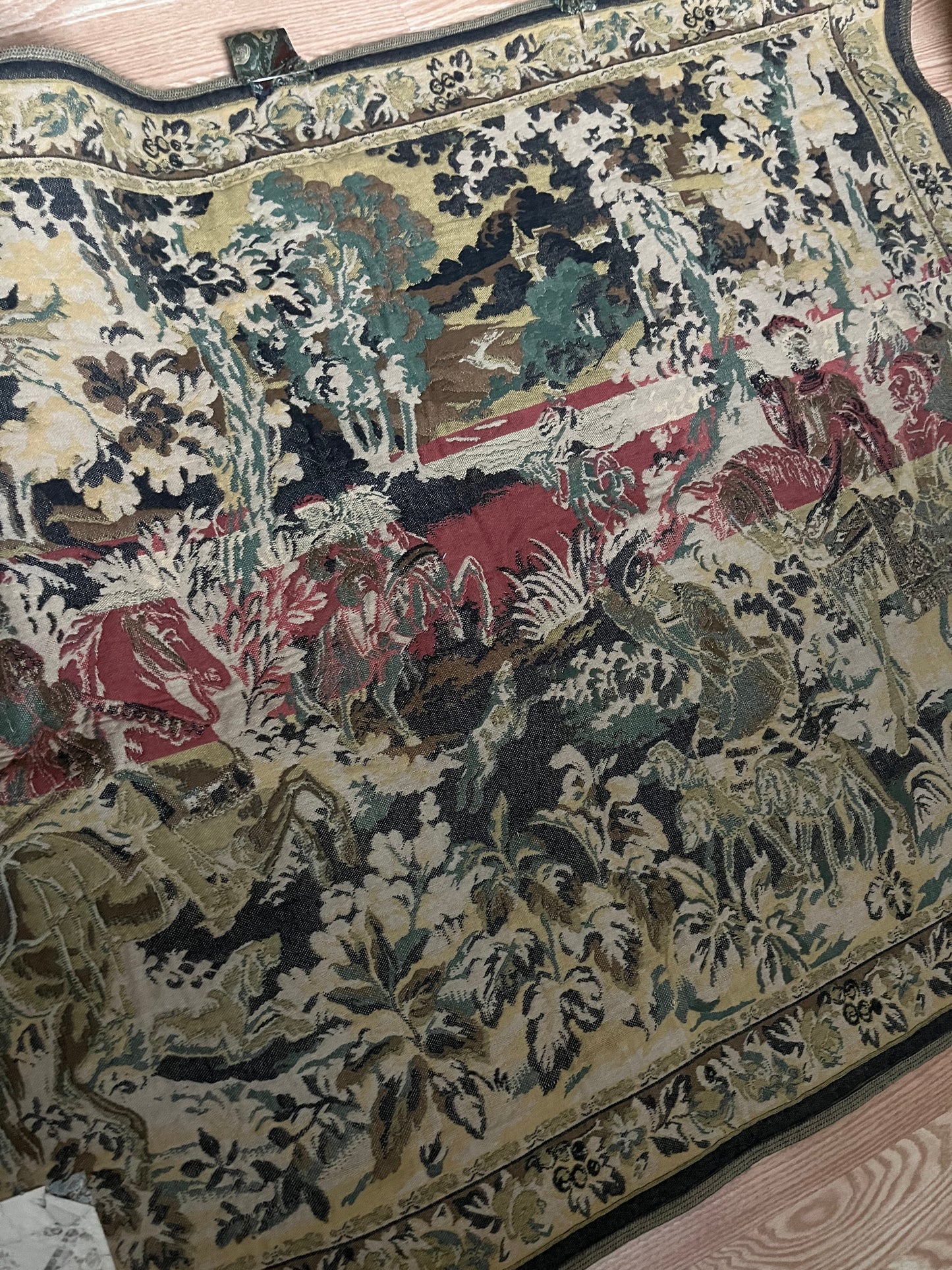 Vintage Belgium Wool Tapestry depicting “Hawking with Emperor Maximillian”.