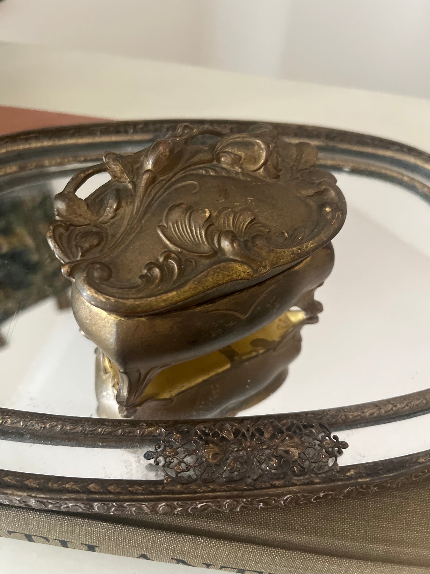 Antique Ornate footed Gilded Trinket Box