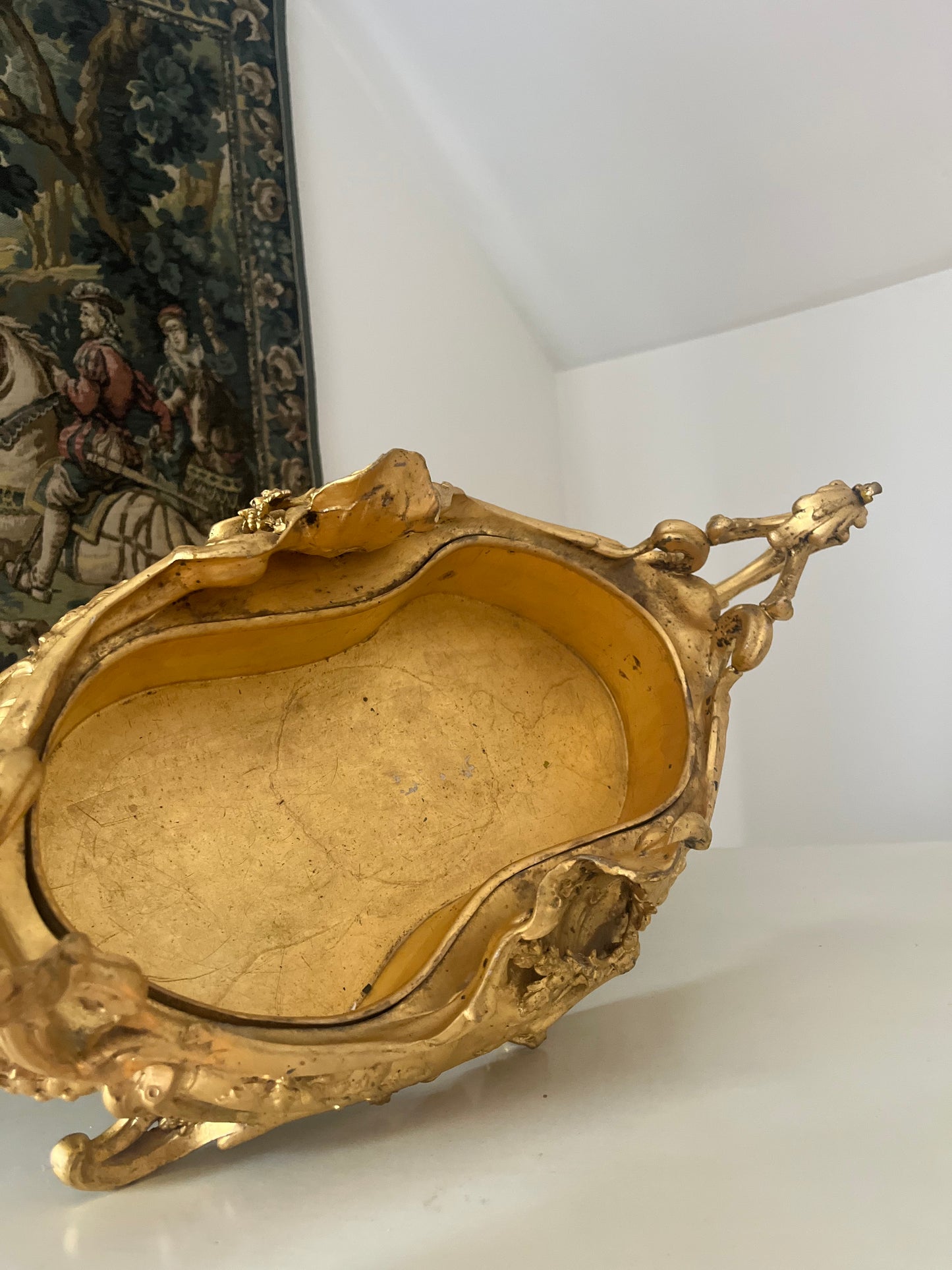 Antique Large French Jardinière Gilt Spelter with insert.