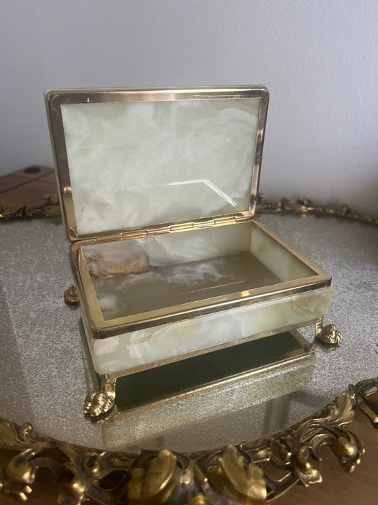 Onyx and brass footed trinket box