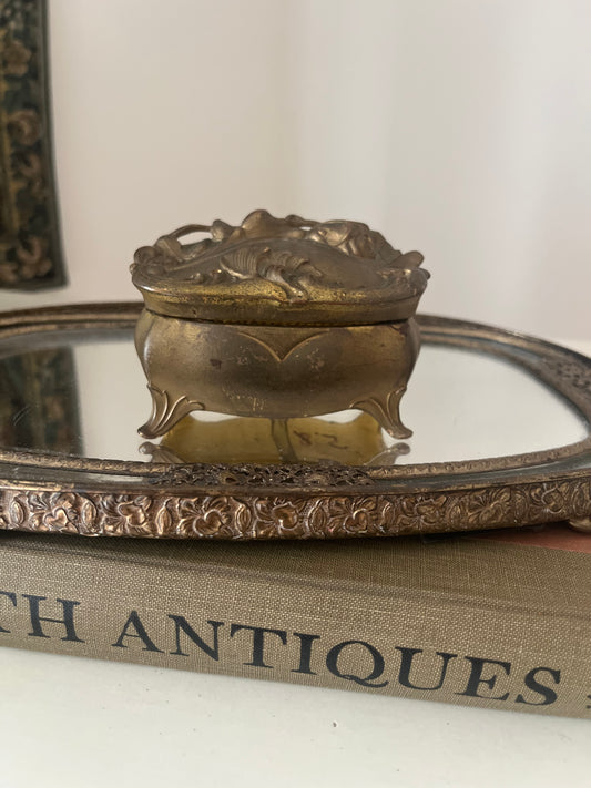 Antique Ornate footed Gilded Trinket Box