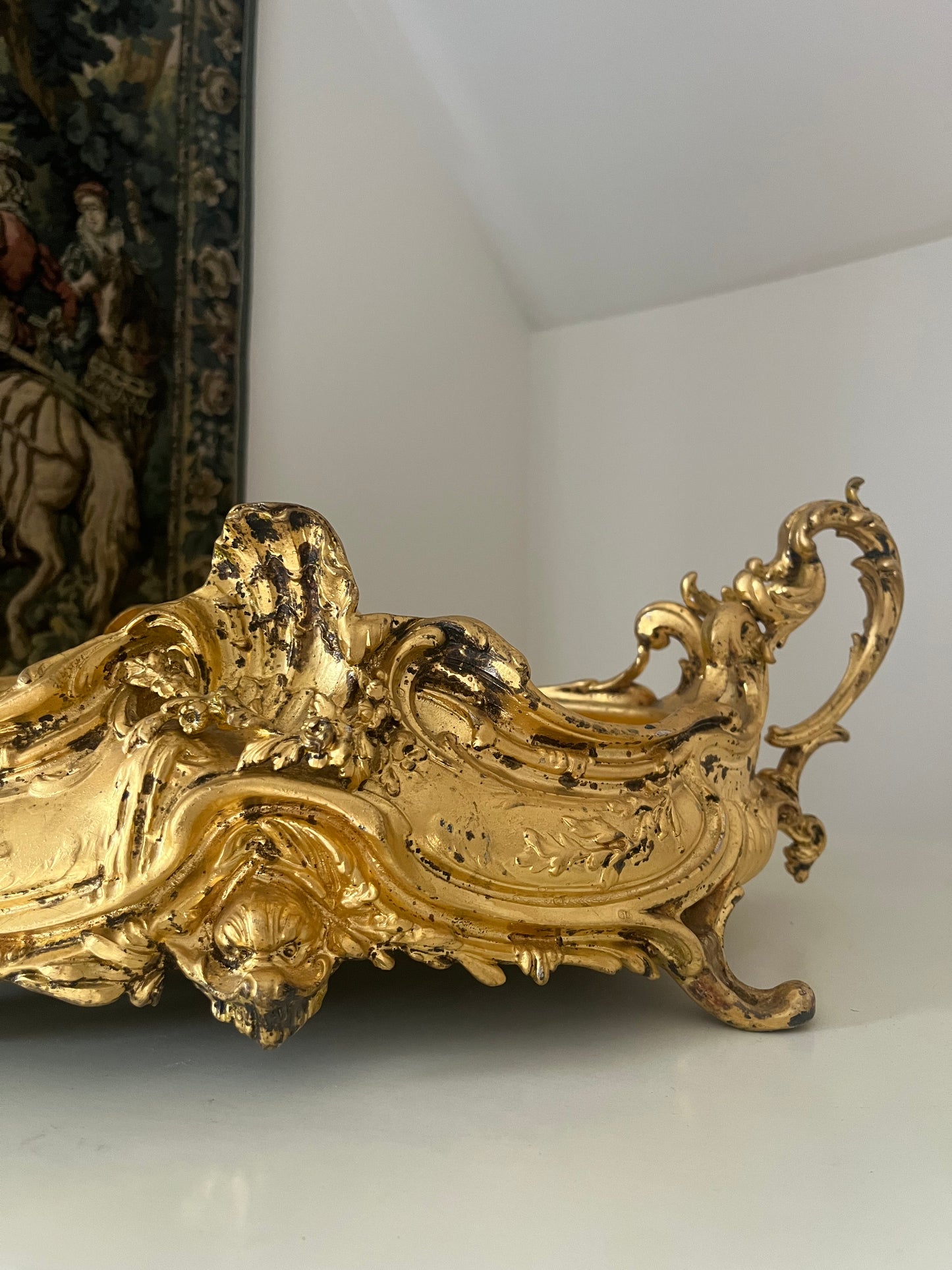 Antique Large French Jardinière Gilt Spelter with insert.