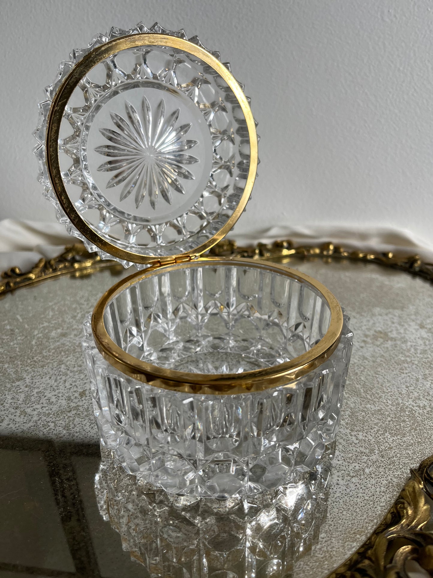 Vintage Crystal Hinged Casket