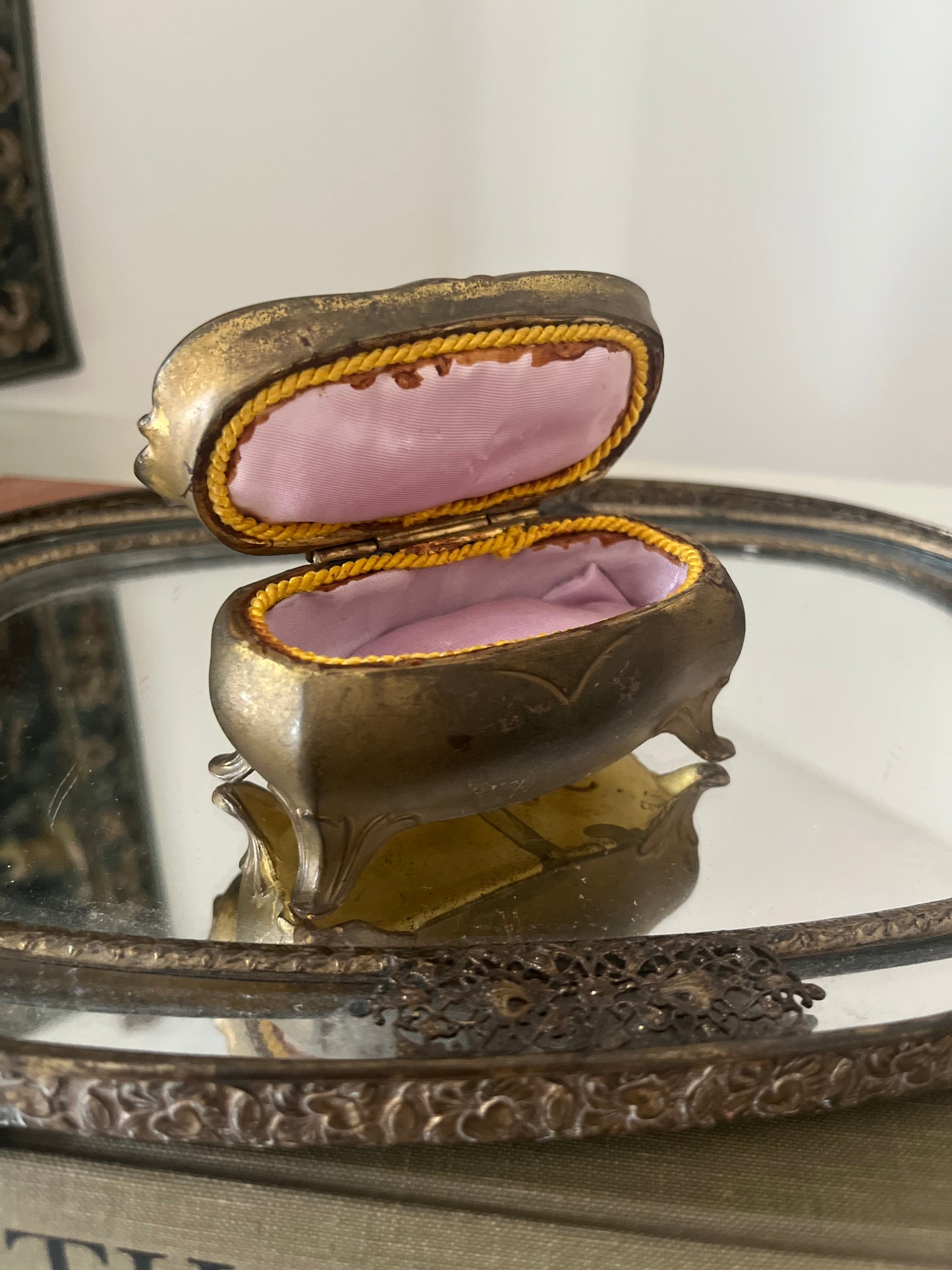 Antique Ornate footed Gilded Trinket Box