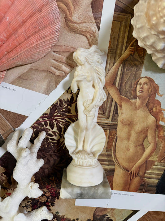 Birth of Venus Alabaster Composite Statue on Marble Base