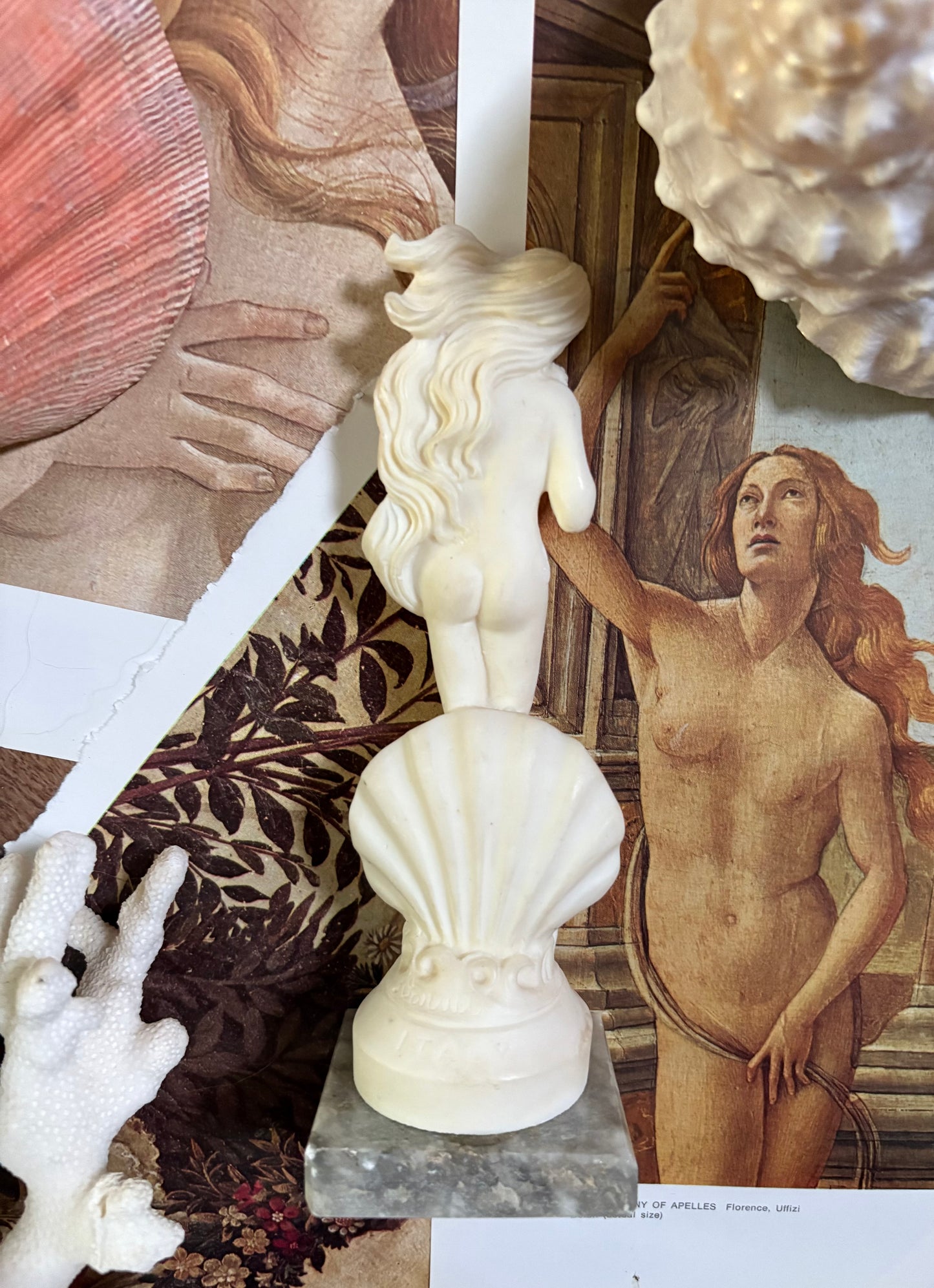 Birth of Venus Alabaster Composite Statue on Marble Base